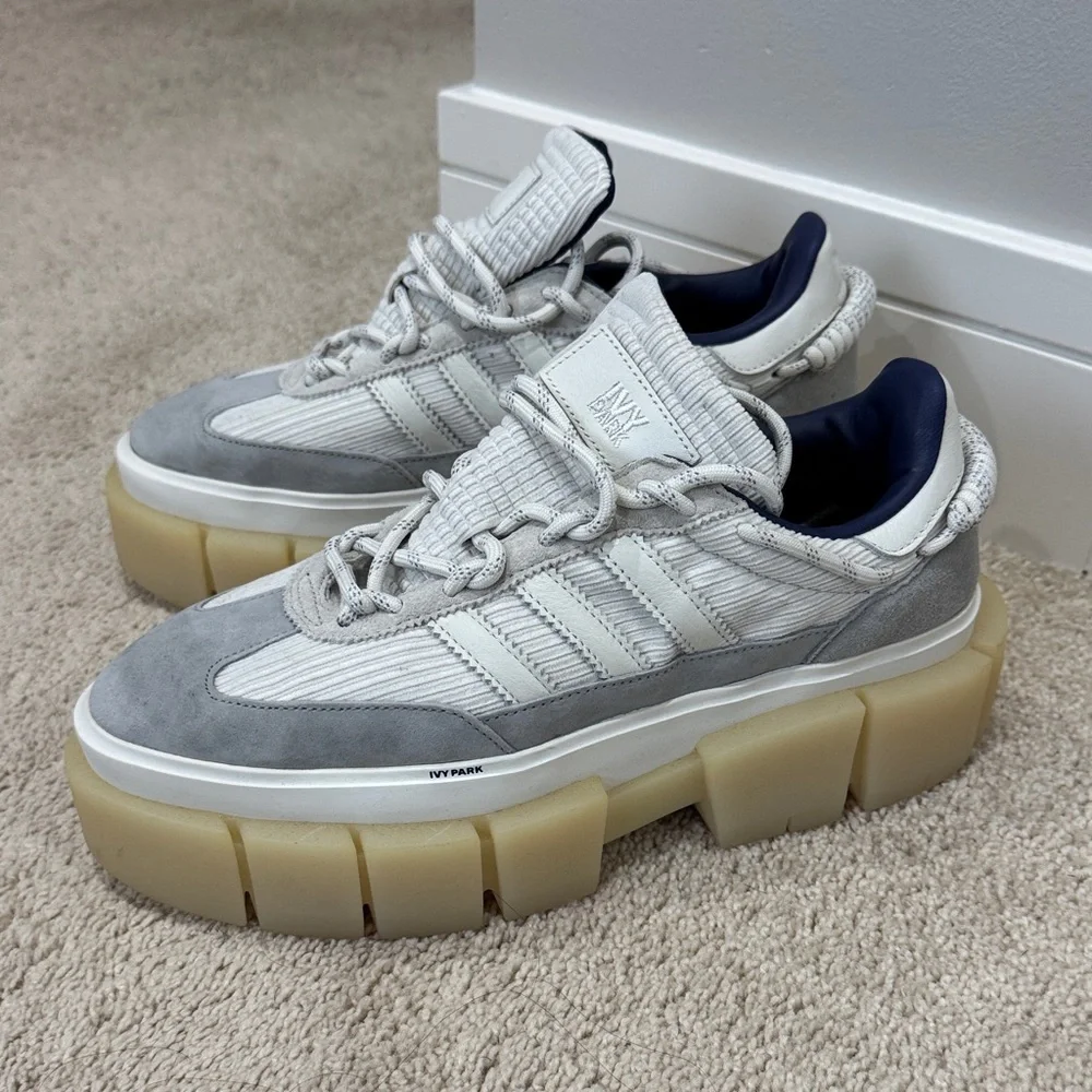 IVY PARK Chunky Platform Low-Top Sneakers in White, Light Gray & Navy